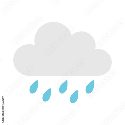 Flat Rain Cloud Weather Icon on White Background