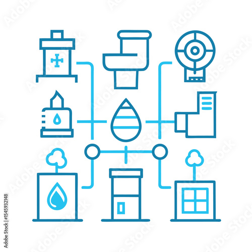 water infrastructure icon set vector illustration