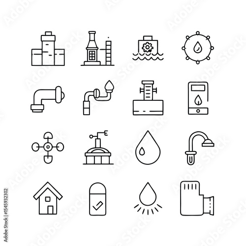water infrastructure icon set vector illustration