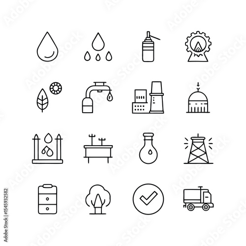water infrastructure icon set vector illustration