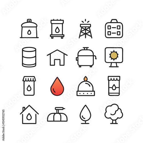 water infrastructure icon set vector illustration