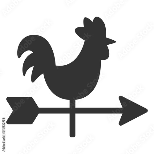 Black Silhouette of Rooster Weather Vane Icon