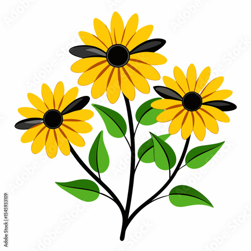 yellow sunflower on white background