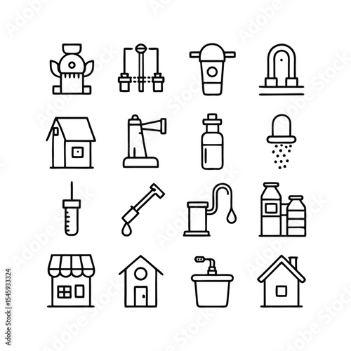 water infrastructure icon set vector illustration