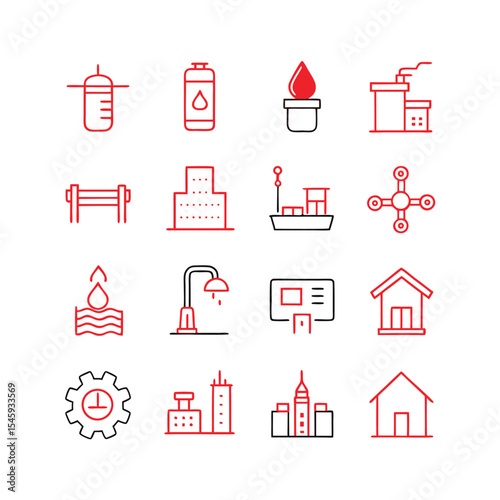 water infrastructure icon set vector illustration
