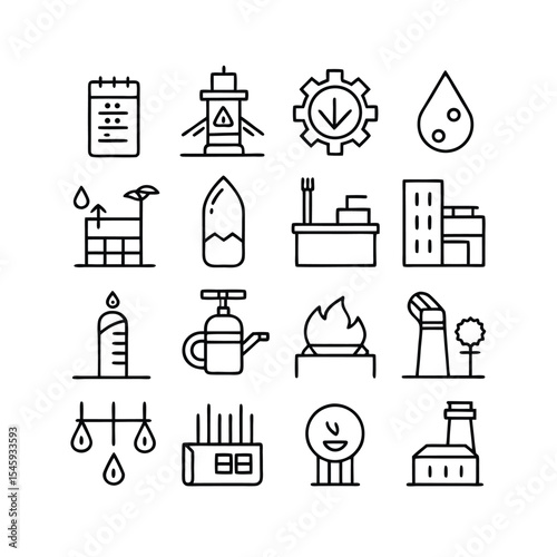 water infrastructure icon set vector illustration