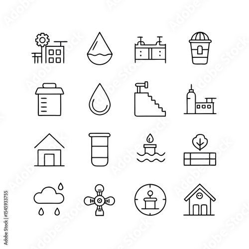 water infrastructure icon set vector illustration