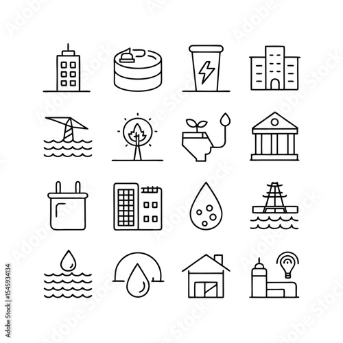 water infrastructure icon set vector illustration