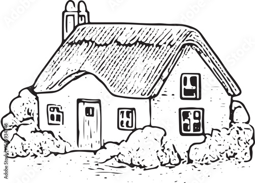 Quaint cottage house with charming details, perfect for cottagecore scenes, rural landscapes, and cozy home decor with a nostalgic, handmade countryside aesthetic