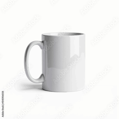 Plain white coffee mug on neutral background  