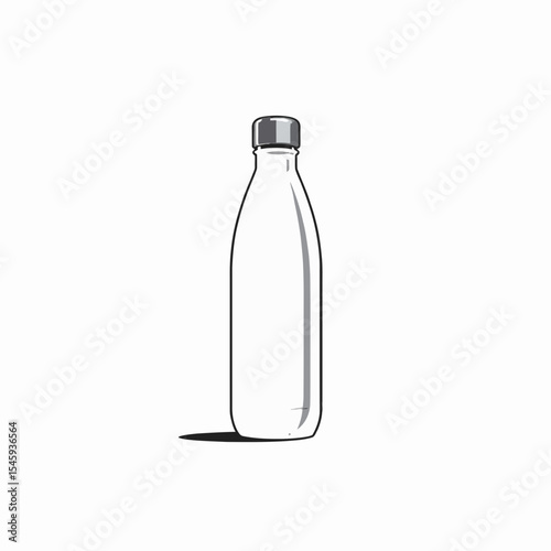 Clear glass bottle with metallic cap on a white background  