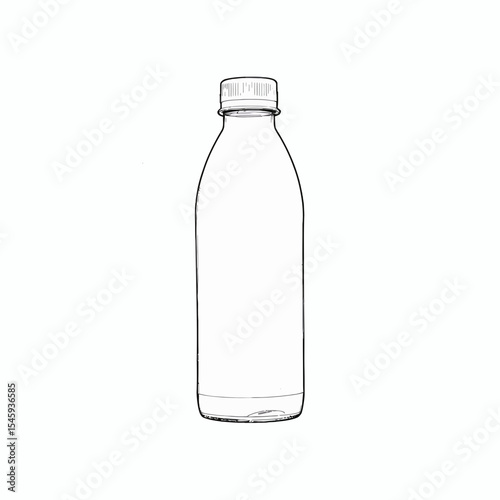 Transparent plastic water bottle in simple outline design  