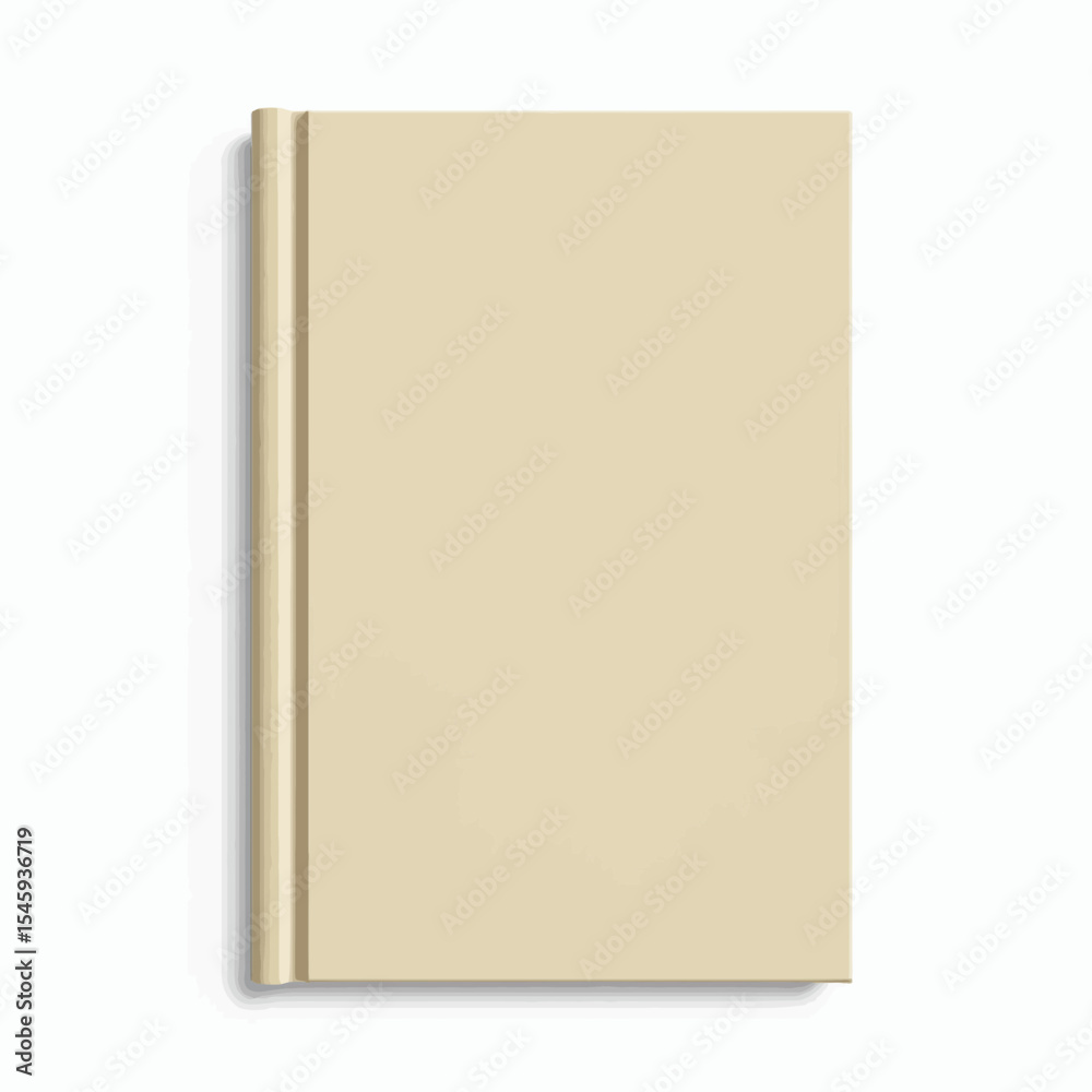 Blank beige hardcover book in minimalist design on white background Blank beige hardcover book in minimalist design on white background