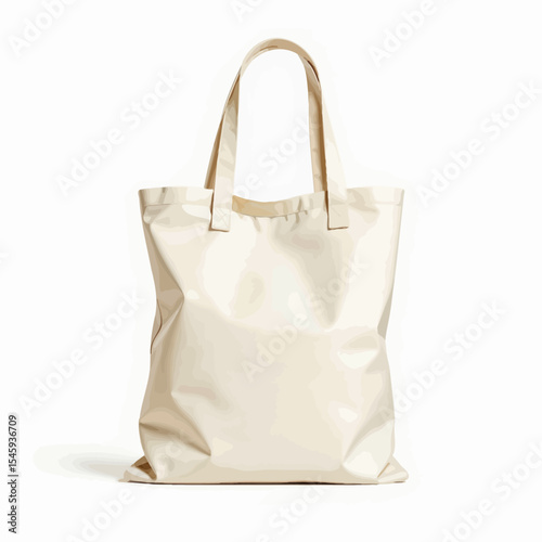Simple beige tote bag with two handles on a white background  
