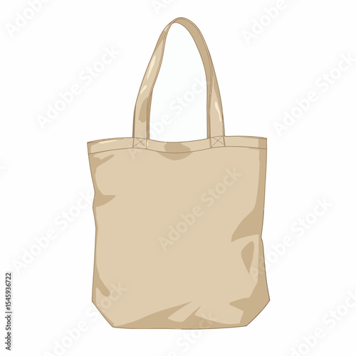 Simple beige tote bag with two handles and no patterns  