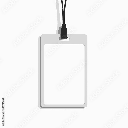Blank ID card mockup with lanyard on white background  