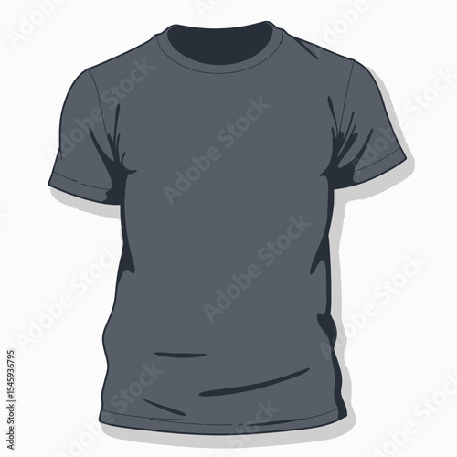 Gray plain t-shirt on white background with short sleeves  