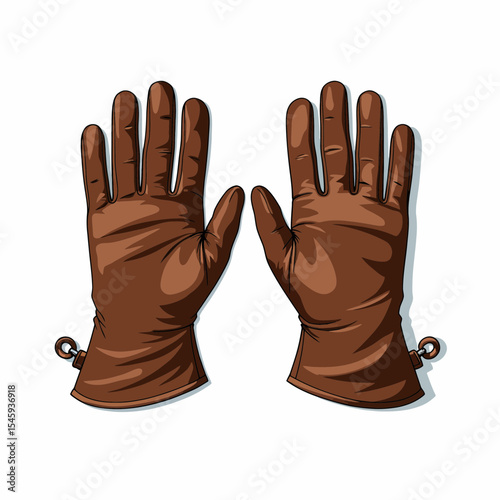 Brown leather work gloves displayed palm-up on white background  