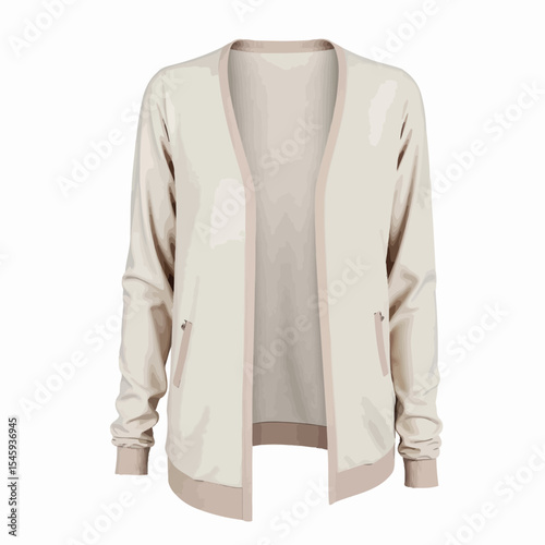 Elegant beige cardigan with open front and side pockets  