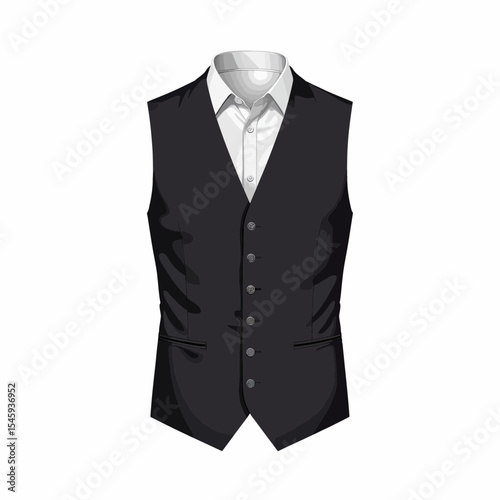 Black vest with white shirt in classic formal style  