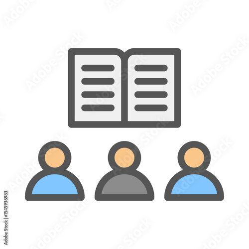 Book club filled outline icon. Book club color line illustration.
