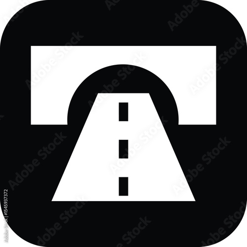 Underpass Icon: A minimalist illustration of an underpass with a road going through it, rendered in a simple, easily recognizable iconographic style.
