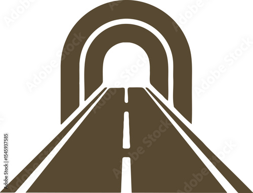 The Tunnel's Pathway: An elegant illustration of a road's course through a tunnel, a graphic representation of transit, conveyance, and the journey of the road's passage. 