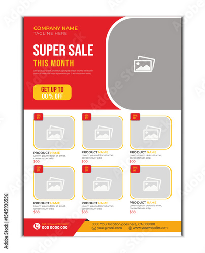 Mega Sale Flyer Template  | Modern  Editable AI & EPS | Product Promotion Poster Design for Retail & E-commerce