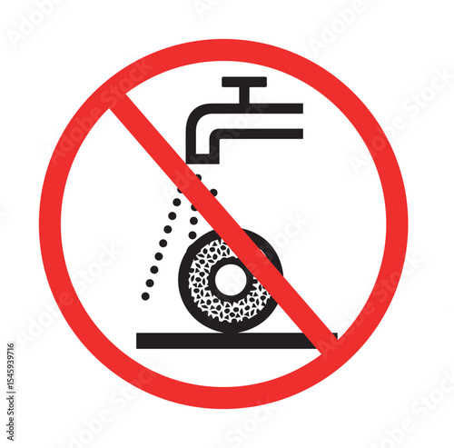no water or wet floor sign with red prohibition symbol for safety warning