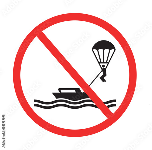 no parasailing or towing from boat sign with red prohibition symbol