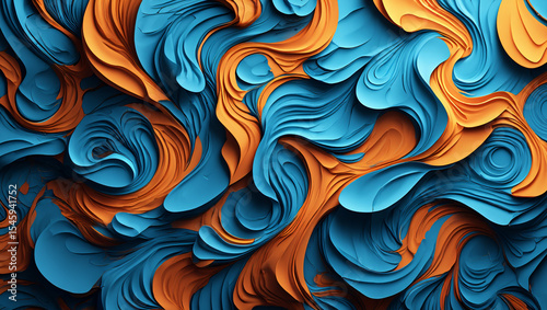 Abstract background blue and orange waves modern art wallpaper design trend