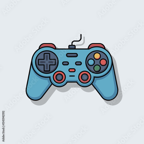 Flat Design Blue Video Game Controller Icon gamepad 1