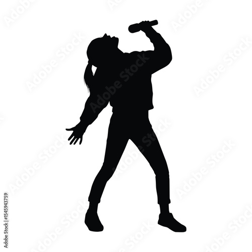 Silhouette of a Singer Performing Passionately With Microphone in Creative Pose
