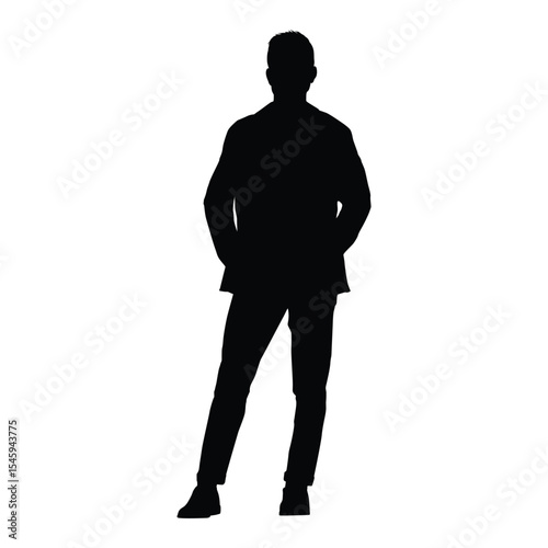 Silhouette of a Standing Man with Hands in Pockets