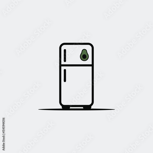White Refrigerator with Green Avocado Icon fridge
