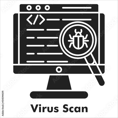 Virus Scan Solid Black Icon