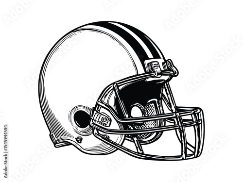 Illustration of Football Helmet Black and White Sporting Equipment
