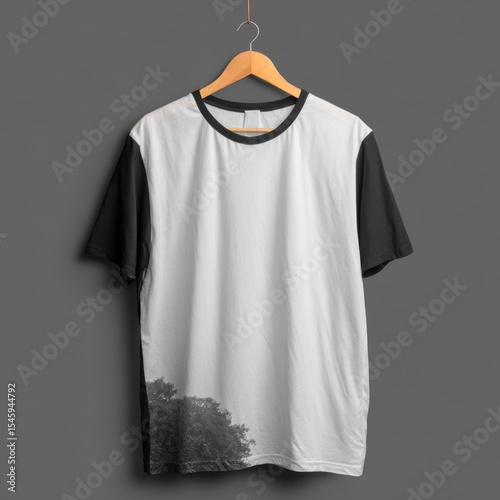 Wallpaper Mural Two-tone Shirt with Tree Print Hanging on Hanger Torontodigital.ca