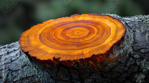 Tree wood stump ring nature forest growth texture brown orange create vibrant close up of tree stump with visible growth rings showcasing natural wood texture and color in forest setting