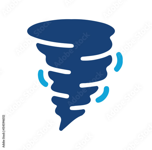 Blue icon of a tornado with swirling winds, symbolizing severe weather conditions