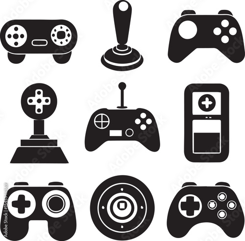 Gaming Silhouette Vector Bundle | Game Controllers , joystick silhouette vector set