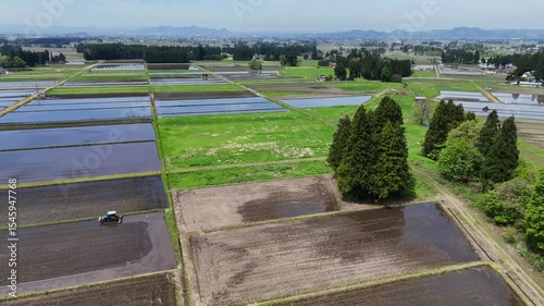 空撮　5月の田園風景　日本