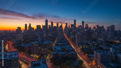 Wallpaper Mural City Skyline at Dawn with Light Trails Torontodigital.ca