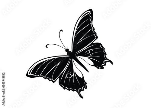 Flying butterflies silhouette black vector icon design