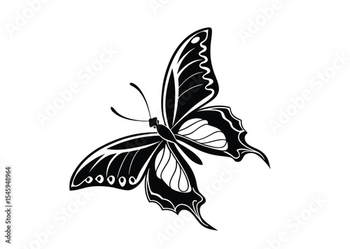 Flying butterflies silhouette black vector icon design
