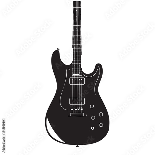 Electric Guitar Silhouette A Monochrome Musical Instrument Illustration