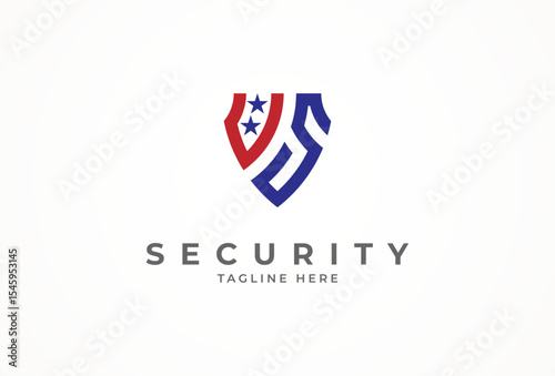 Initial US Shield Logo, Letter US, star and shield combination, vector illustration