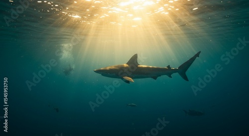 Wallpaper Mural Shark underwater sunlight Torontodigital.ca