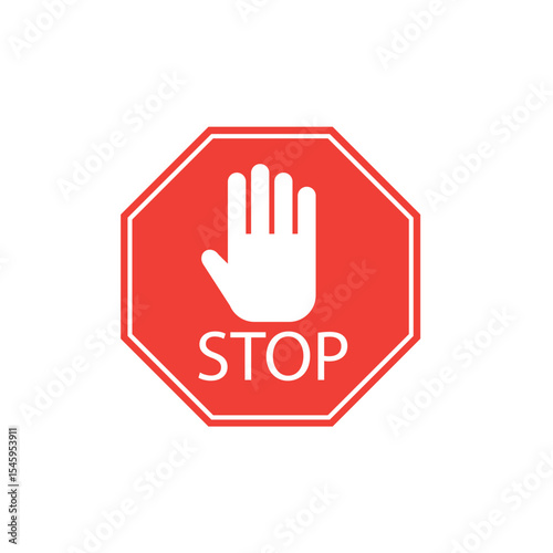 Isolated of red stop ban sign symbol for regulation on street by vector illustration and EPS file.