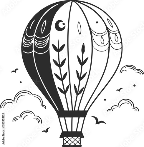 Colorful hot air balloons gracefully ascend, a vibrant symbol of adventure and travel in the sky